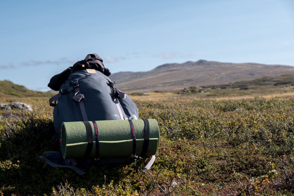 hiking backpack on ground